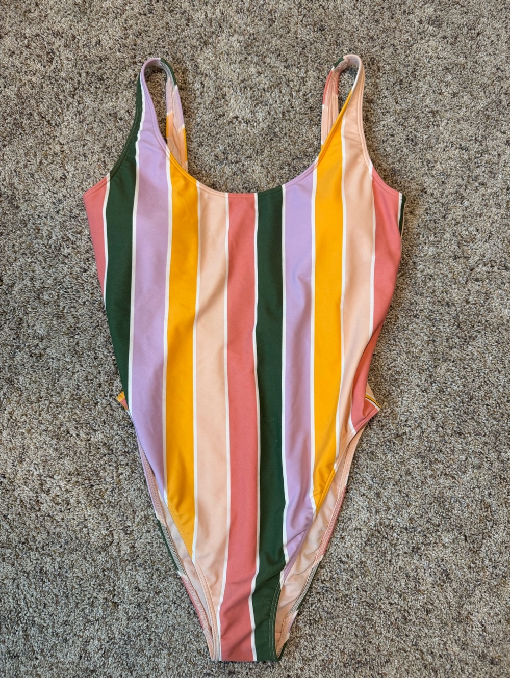 Multi-Color Vertical Stripe One-Piece Swimsuit